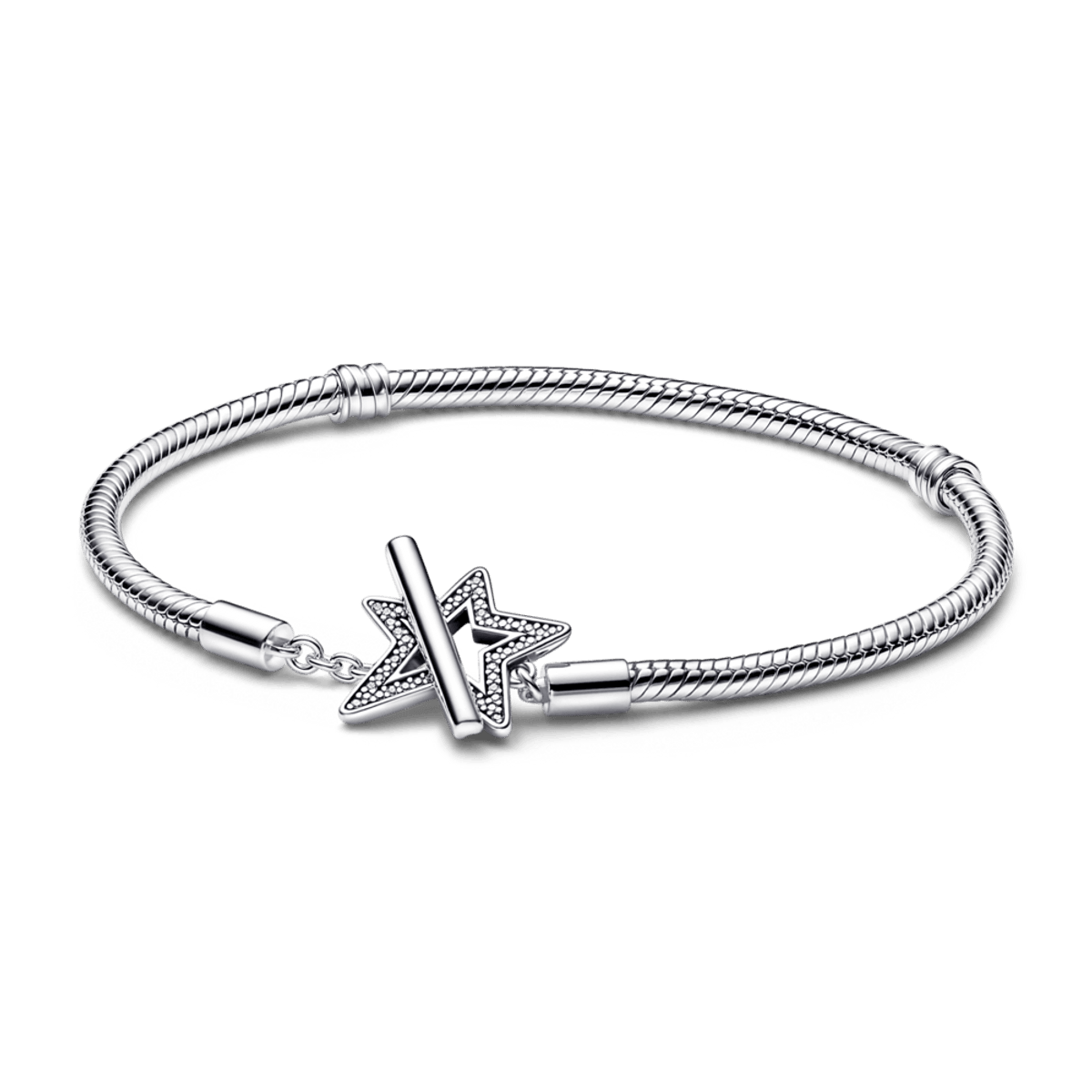 Bracelete em Trama e Fecho T Estrela Assimétrica