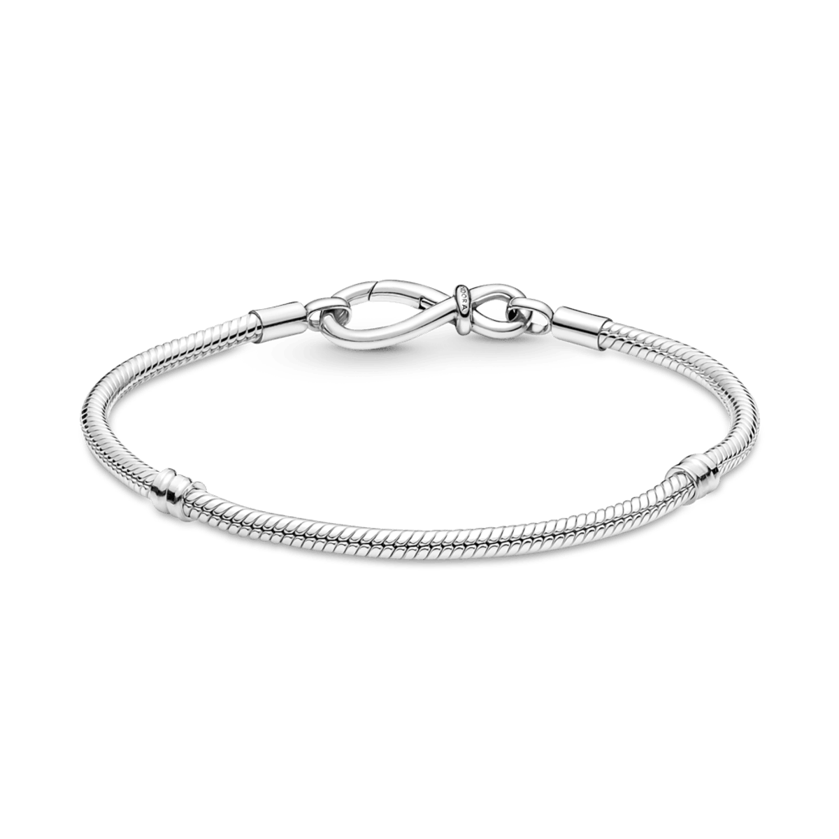 Bracelete de Prata em Trama e Fecho Símbolo do Infinito