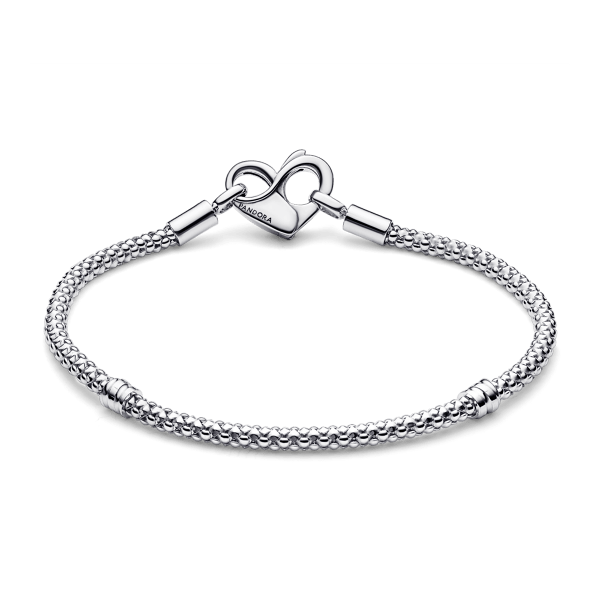 Bracelete de Prata Corrente Cravejada e Fecho Coração