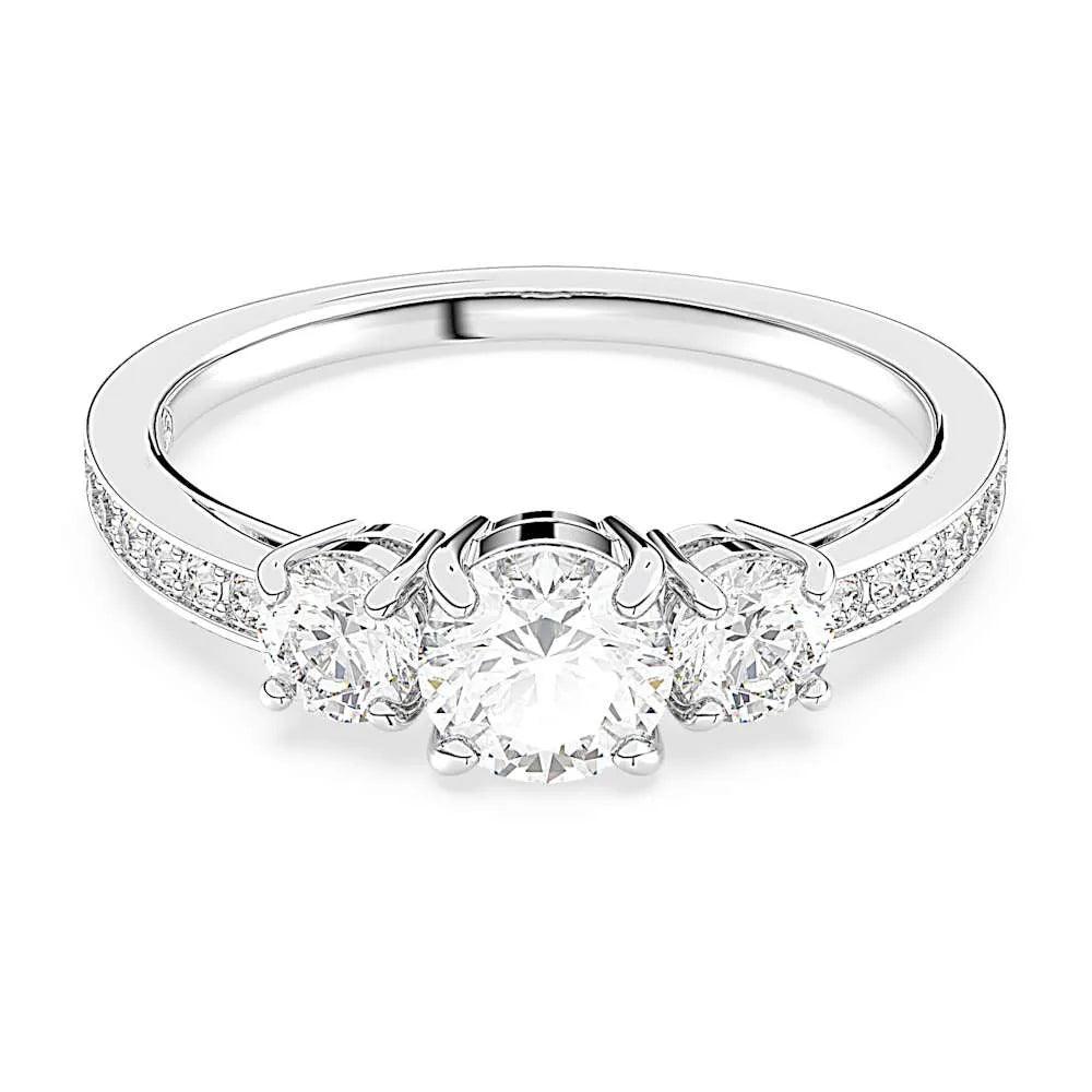 Anel Attract Trilogy, tamanho redondo, branco em Prata 925