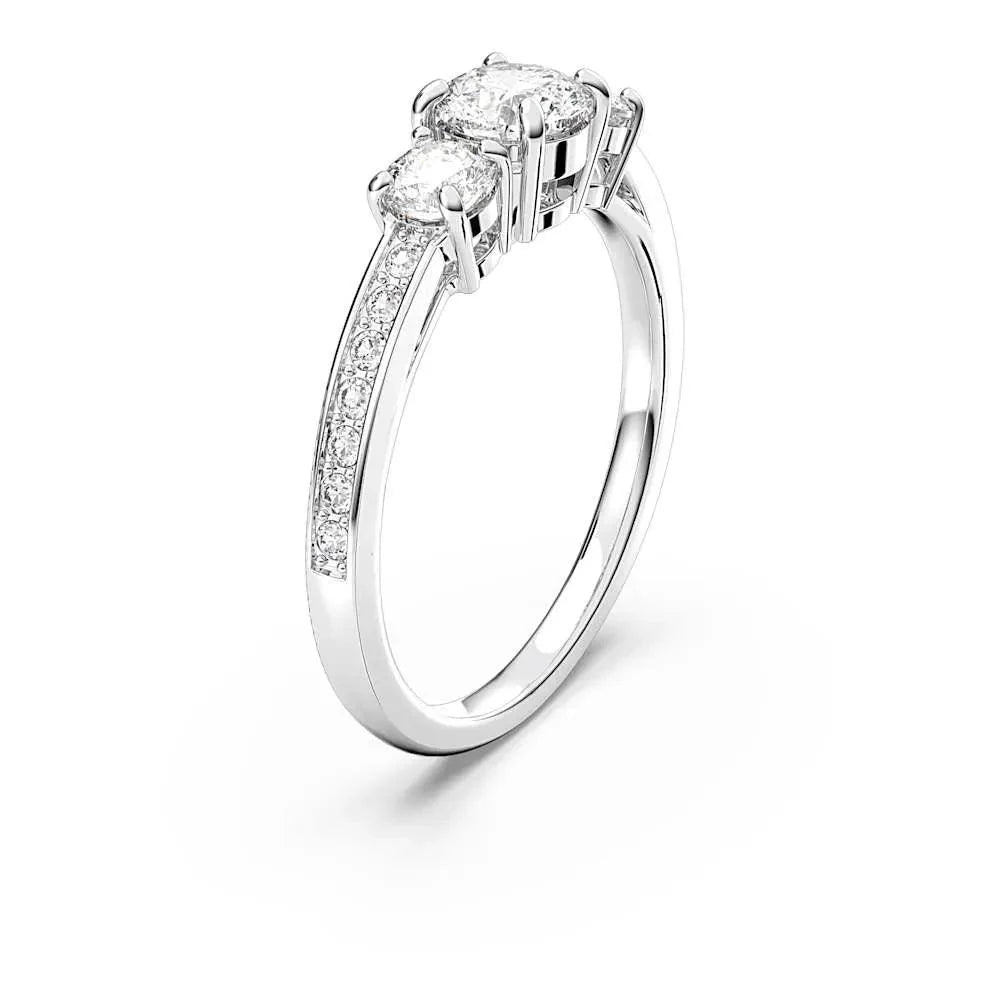Anel Attract Trilogy, tamanho redondo, branco em Prata 925