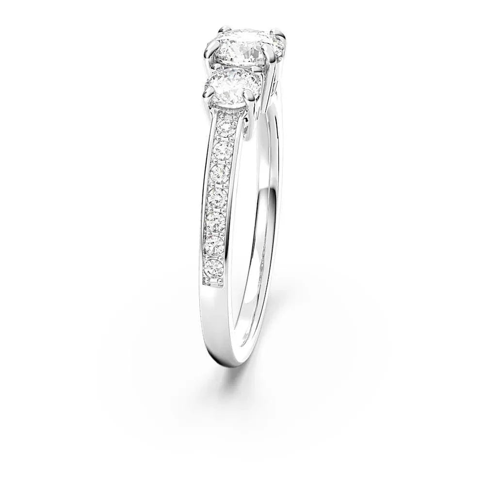 Anel Attract Trilogy, tamanho redondo, branco em Prata 925