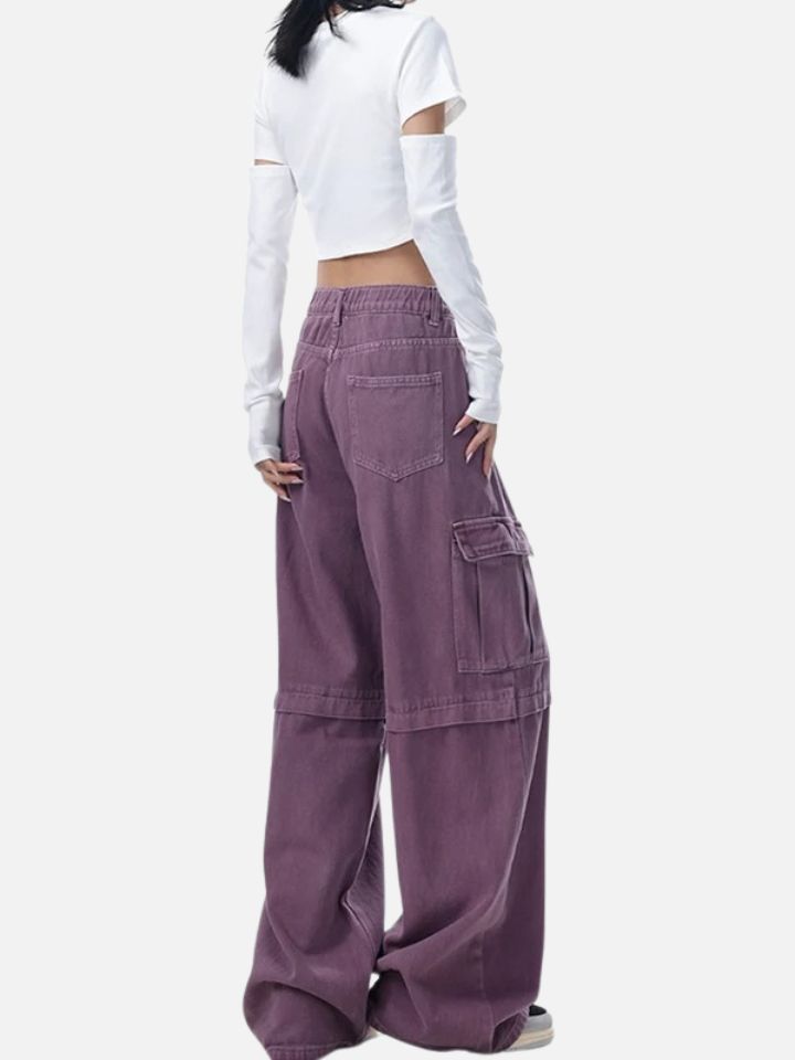 Calça Feminina Jeans Cargo 'Vintage Purple'