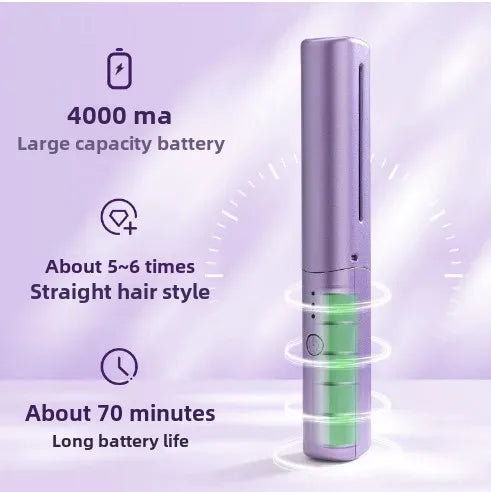 Pente direto de carregamento usb para viagem, portátil, pente para pessoas preguiçosas, pequeno secador de cabelo sem fio, uso duplo, pente direto de rolamento