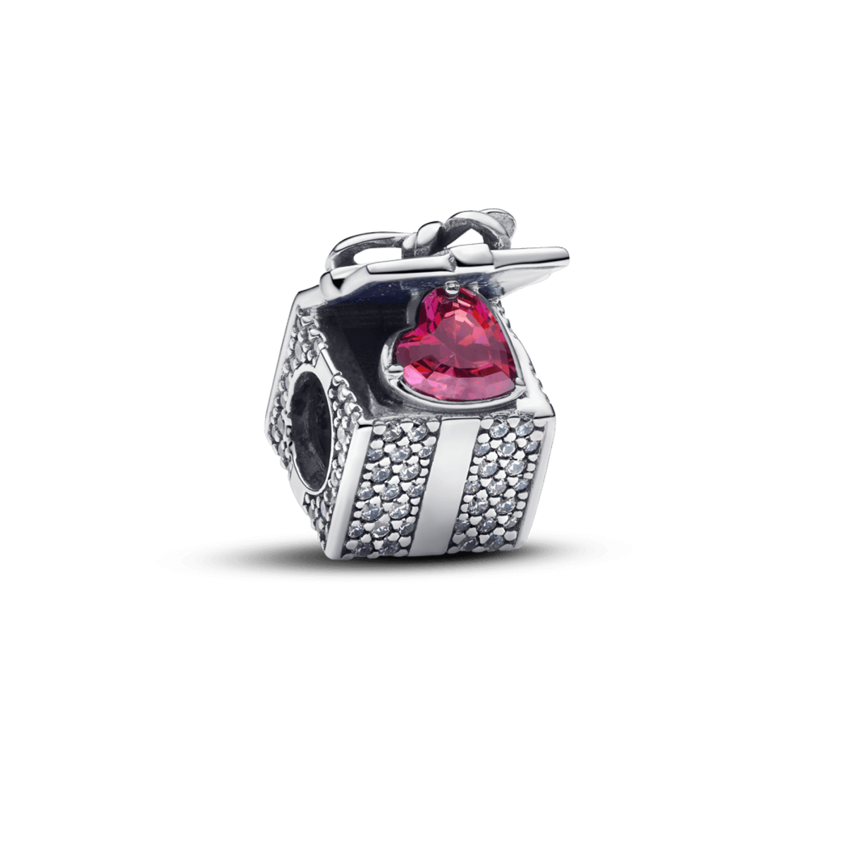 Charm Prata Presente De Natal Coracao Brilhante