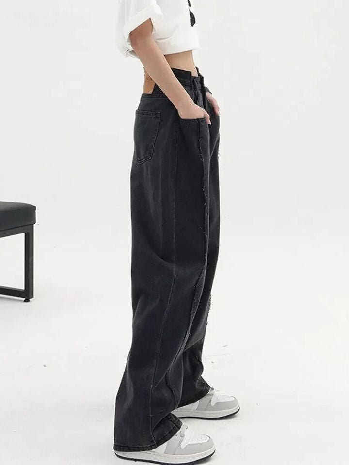 Calça Feminina Jeans Baggy Preto 'Hype Girl'