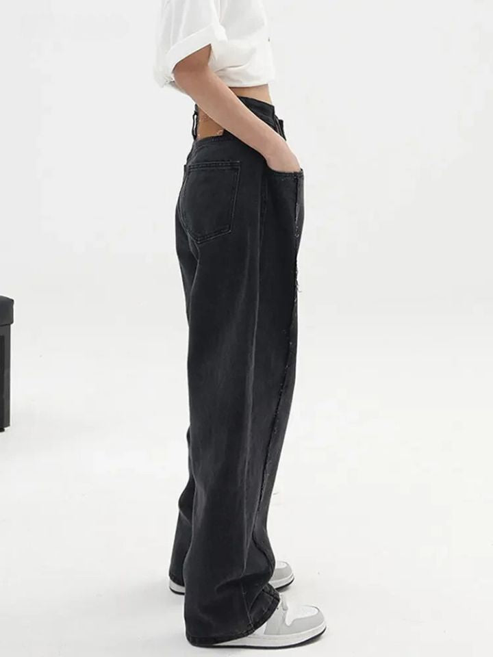 Calça Feminina Jeans Baggy Preto 'Hype Girl'
