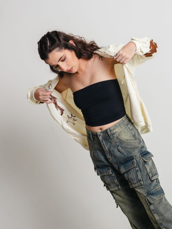 Calça Cargo Feminina Jeans 'High Trendy'